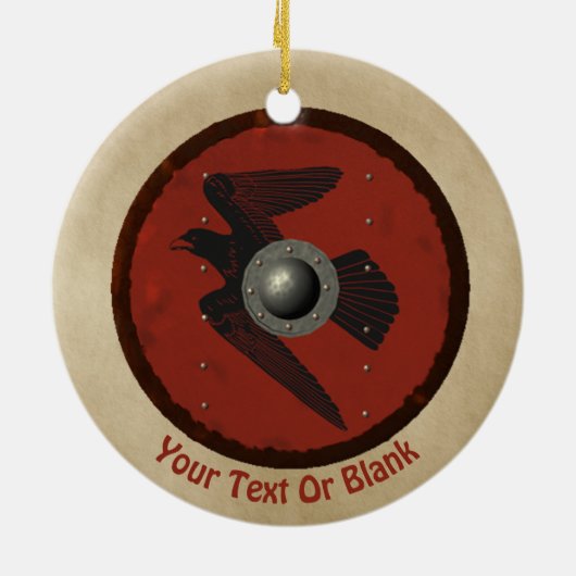 Viking Raven Shield Keramik Ornament (Hinten)