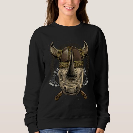 Viking Rhinoceros Renaissance Norse Pagan Valhalla Sweatshirt (Vorderseite)