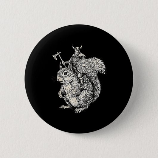 Viking Riding Squirrel Funny Warrior Art Button (Vorderseite)