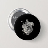 Viking Riding Squirrel Funny Warrior Art Button (Vorne & Hinten)