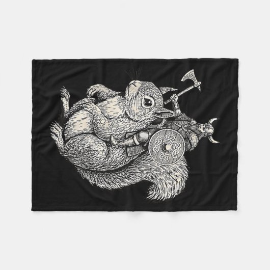 Viking Riding Squirrel Funny Warrior Art Fleecedecke (Vorderseite (Horizontal))