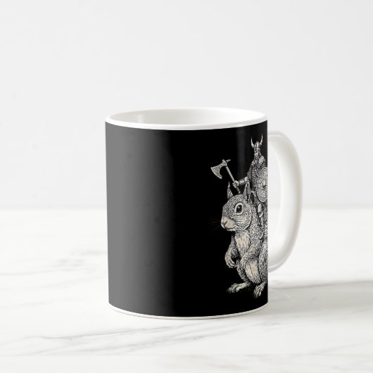 Viking Riding Squirrel Funny Warrior Art Kaffeetasse (VorderseiteRechts)