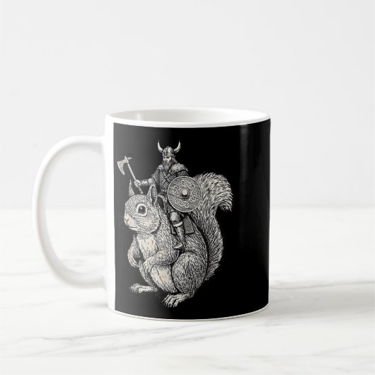 Viking Riding Squirrel Funny Warrior Art Kaffeetasse (Links)