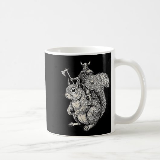 Viking Riding Squirrel Funny Warrior Art Kaffeetasse (Rechts)