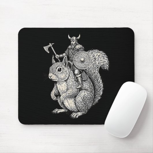 Viking Riding Squirrel Funny Warrior Art Mousepad (Mit Mouse)