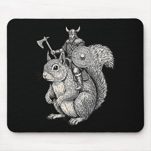 Viking Riding Squirrel Funny Warrior Art  Mousepad (Vorne)