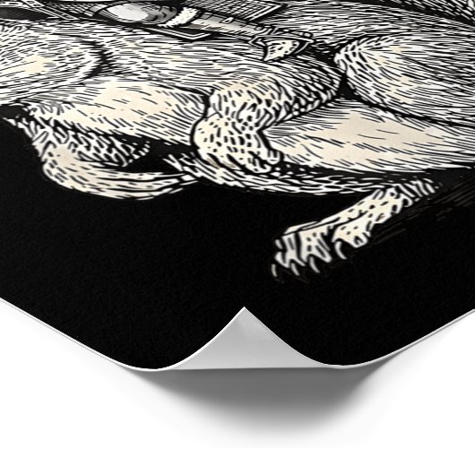 Viking Riding Squirrel Funny Warrior Art Poster (Ecke)