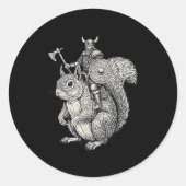 Viking Riding Squirrel Funny Warrior Art Runder Aufkleber (Vorderseite)