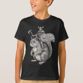 Viking Riding Squirrel Funny Warrior Art T-Shirt (Vorderseite)