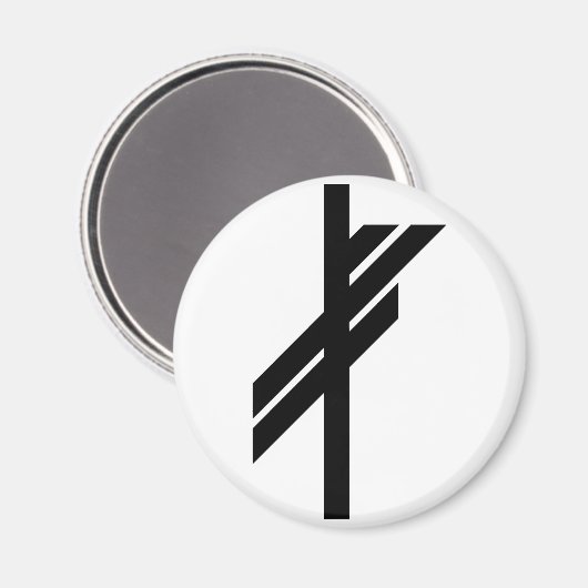 Viking Rune - Luck - schwarz Magnet (Vorderseite/Rückseite)