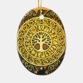 Viking-Runen mit Baum und Eagles-Verzierung Keramikornament (Hinten)