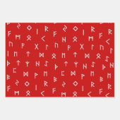 Viking Runen Muster auf rotem, blauem, weißem Hint Geschenkpapier Set (Vorderseite)