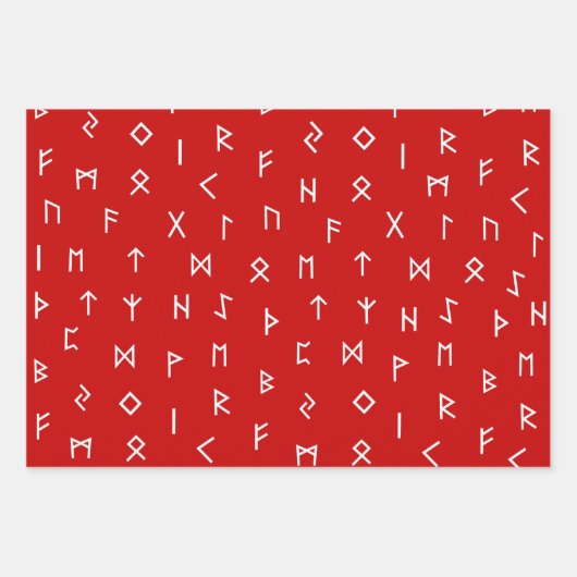 Viking Runen Muster auf rotem, blauem, weißem Hint Geschenkpapier Set (Vorderseite)