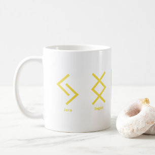 Viking Runes Norse Mythology Yellow Geometric Kaffeetasse