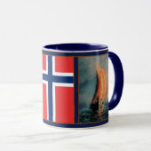 Viking-Schiff auf Meer/Ozean, Flagge von Tasse (VorderseiteRechts)