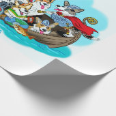 Viking Schiff gefüllt mit Corgis Geschenkpapier (Ecke)
