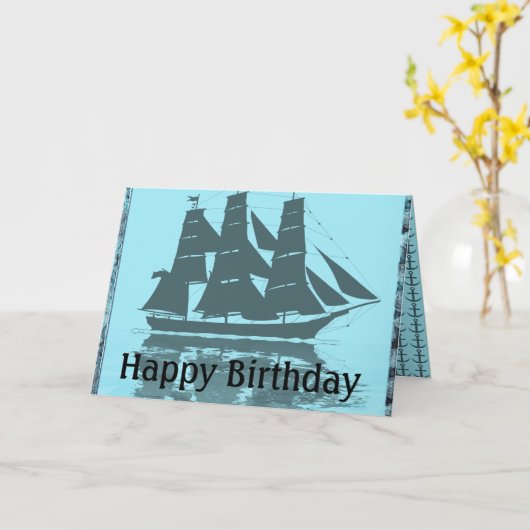 Viking-Schiffs-Geburtstag Karte (Gelbe Blume)