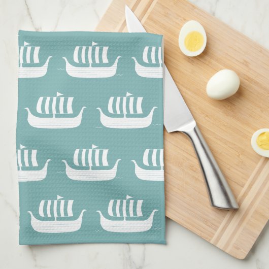 Viking-Schiffs-Geschirrtuch Geschirrtuch (Viertel Falte)