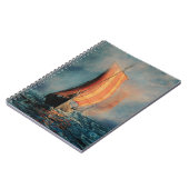 Viking-Schiffssegeln auf Meer/Ozean im Nebel, Notizblock (Linke Seite)