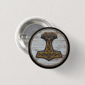 Viking-Schild-Emblem - der Hammer des Thors Button (Vorne & Hinten)