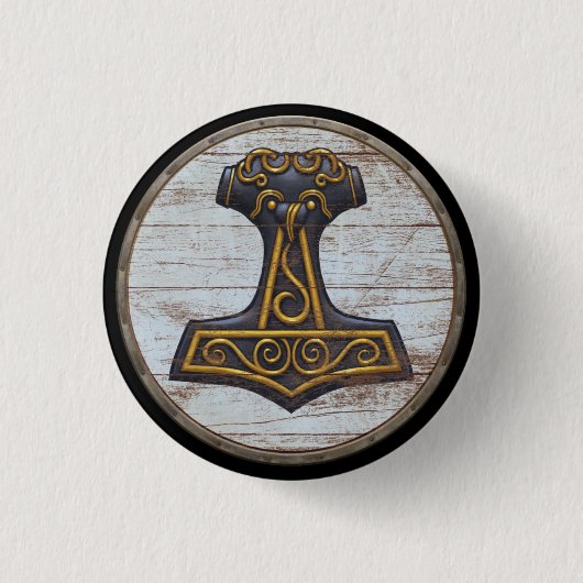 Viking-Schild-Emblem - der Hammer des Thors Button (Vorderseite)
