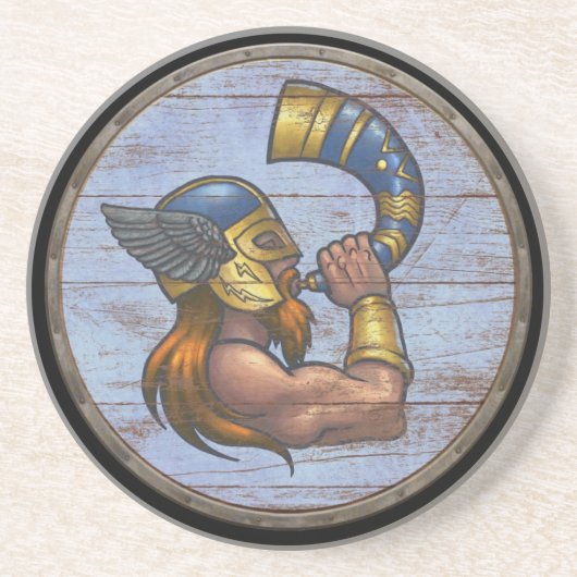 Viking-Schild - Heimdallr Sandstein Untersetzer (Vorne)