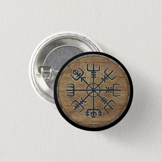 Viking-Schild-Knopf - Vegvísir Button (Vorne & Hinten)
