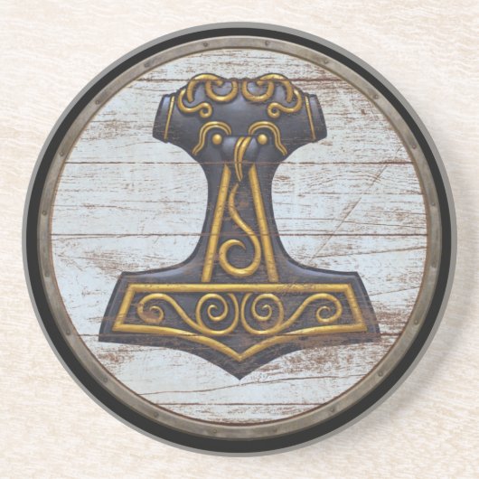 Viking-Schild - Mjolnir Sandstein Untersetzer (Vorne)