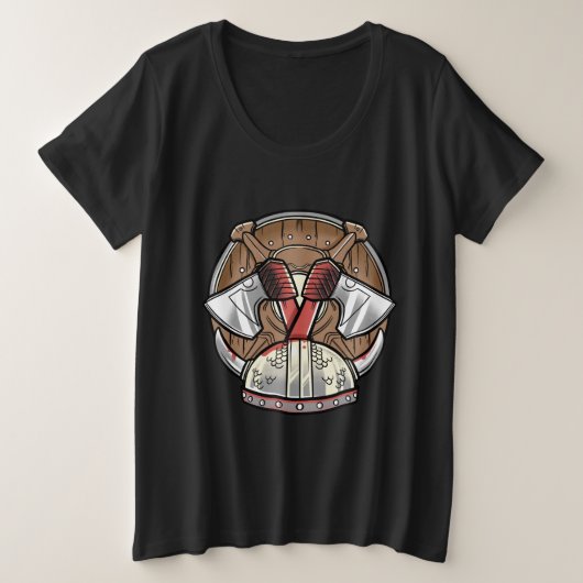 Viking Shield - Cartoon-Logo Große Größe T-Shirt (Design vorne)