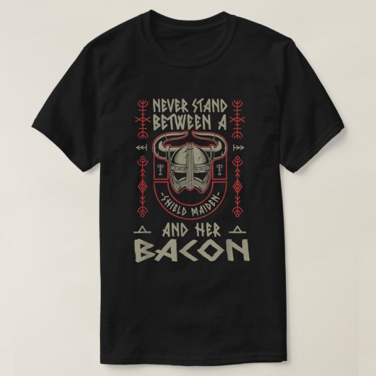 Viking Shield Maiden Bacon Lover Norse Schweinebau T-Shirt (Design vorne)