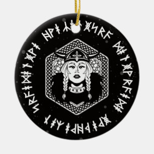 Viking Shield Maiden Celtic Warrior Keramik Ornament