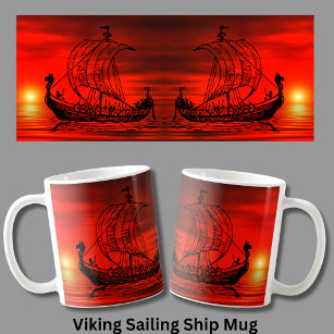 Viking Ship bei Sonnenuntergang am Roten Meer Kaffeetasse