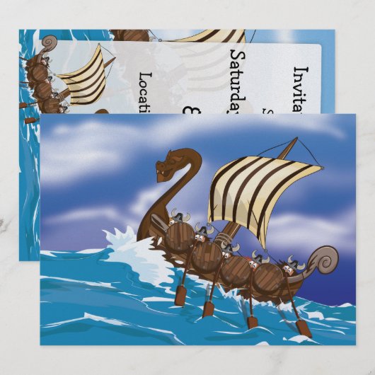 Viking Ship Einladung (Vorne/Hinten)