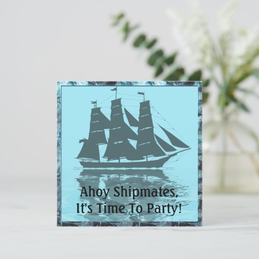 Viking Ship Geburtstag Einladung (Stehend Vorderseite)