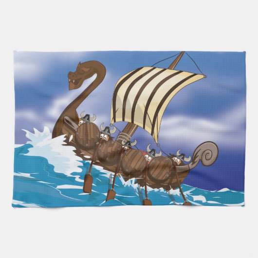 Viking Ship Küchentuch (Horizontal)