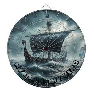 VIKING SHIP - MEIN Vater ist mein Held, anpassbar Dartscheibe