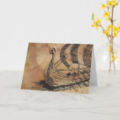 Viking Ship Ormen Korte Grußkarte Karte (Gelbe Blume)