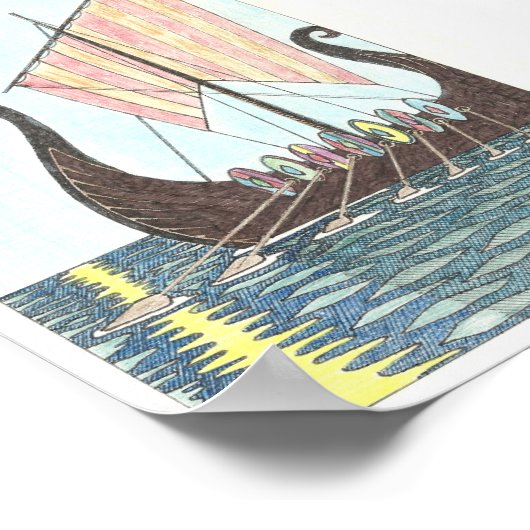 VIKING SHIP print (5"x7") Poster (Ecke)