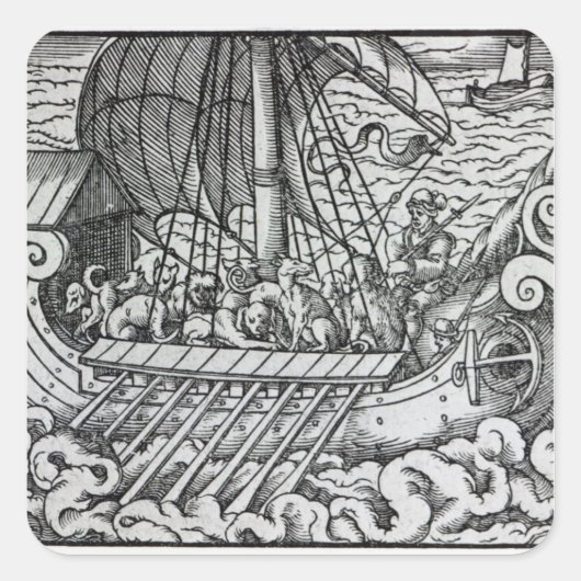 Viking Ship Quadratischer Aufkleber (Vorderseite)