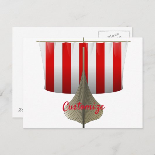 Viking Ship Sailing Thunder_Cove Postkarte (Vorne/Hinten)