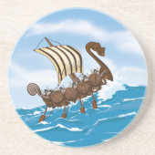 Viking Ship Sandstein Untersetzer (Vorne)