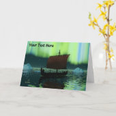 Viking Ship und Northern Lights Card Karte (Gelbe Blume)