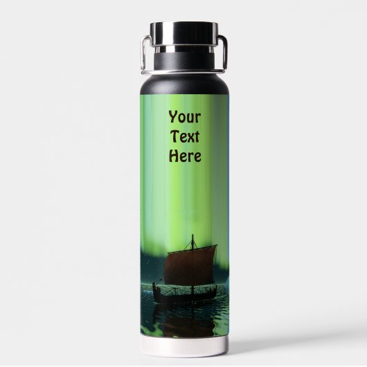 Viking Ship Under Northern Lights Trinkflasche (Rückseite)