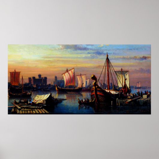 Viking Ships auf der Themse Everhardus Koster Poster (Vorne)