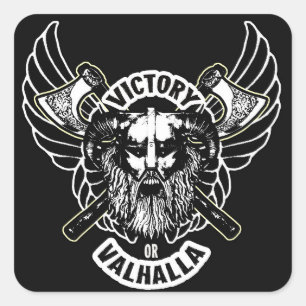 Viking - Sieg oder Walhall-Aufkleber Quadratischer Aufkleber