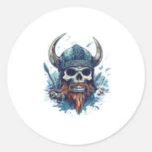 Viking Skull Berserker Runder Aufkleber