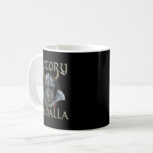 Viking Skull Victory Or Valhalla Kaffeetasse (Vorderseite Links)