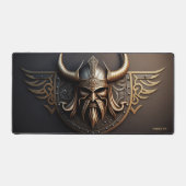 Viking Soldier trägt Kupferhelm mit Hörnern 3D Schreibtischunterlage (Vorderseite)