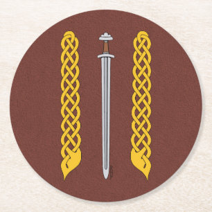 Viking Sword und Plaitwork Runder Pappuntersetzer