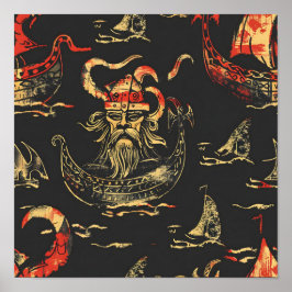 Viking Themed Ocean Scene Poster